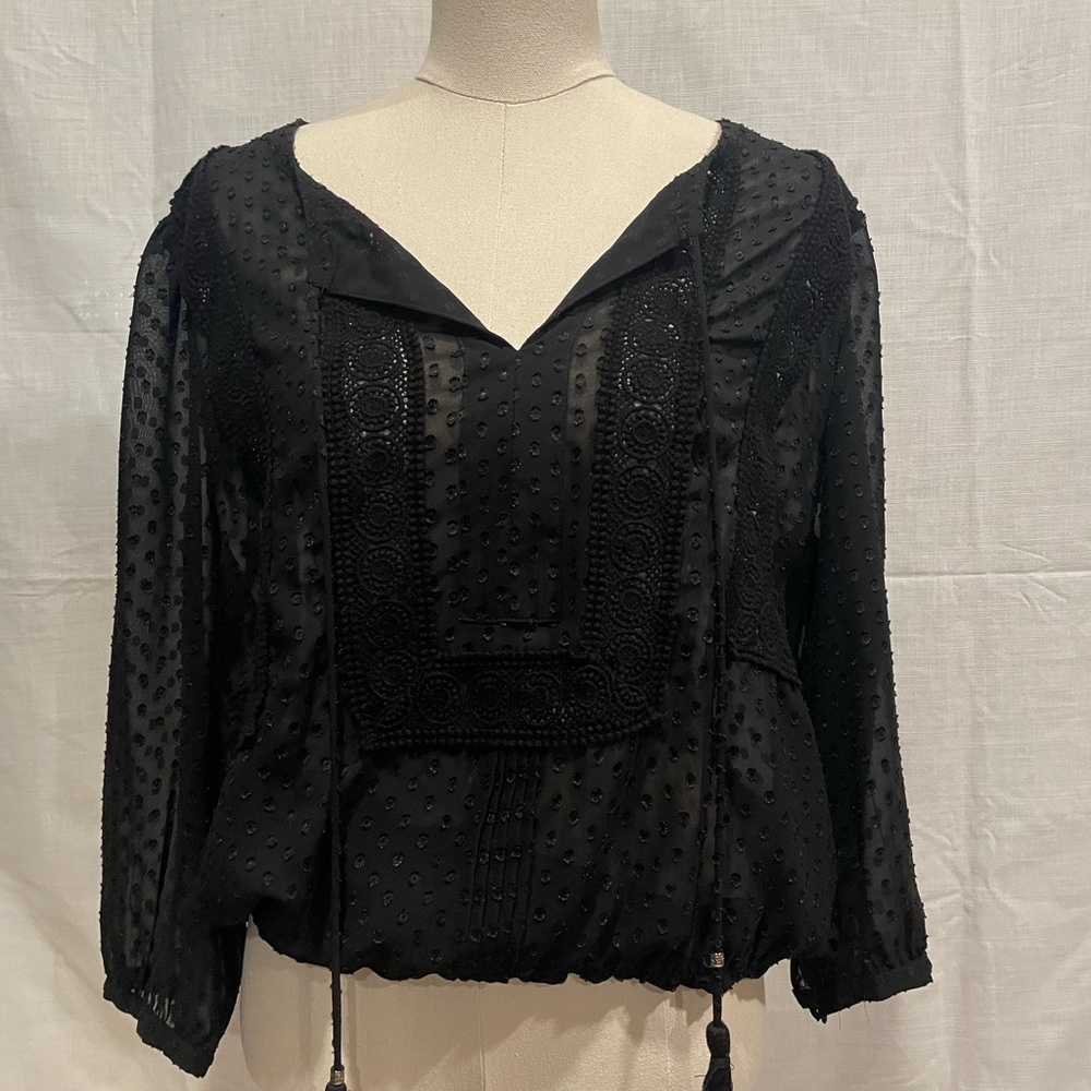 DR2 sheer‎ embroidered top XL